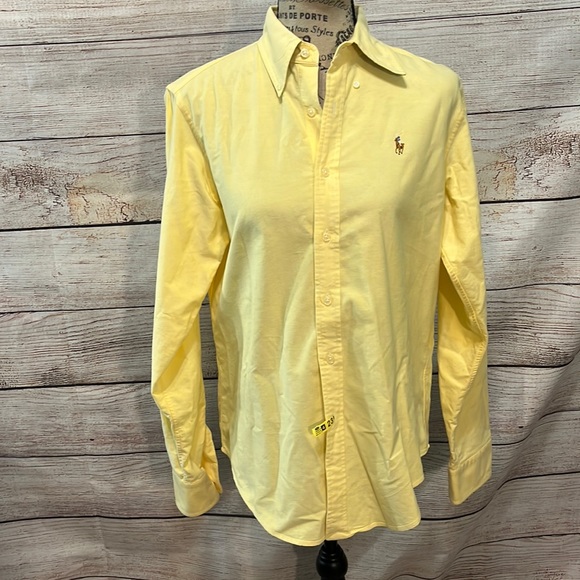 Ralph Lauren Tops - Ralph Lauren Shirt Classic Fit Button Down Shirttail Hem Cotton Logo 8 Yellow